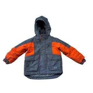 LAND'S END BOYS Winter Coat/Jacket; SIZE 3T; GRAY & ORANGE
